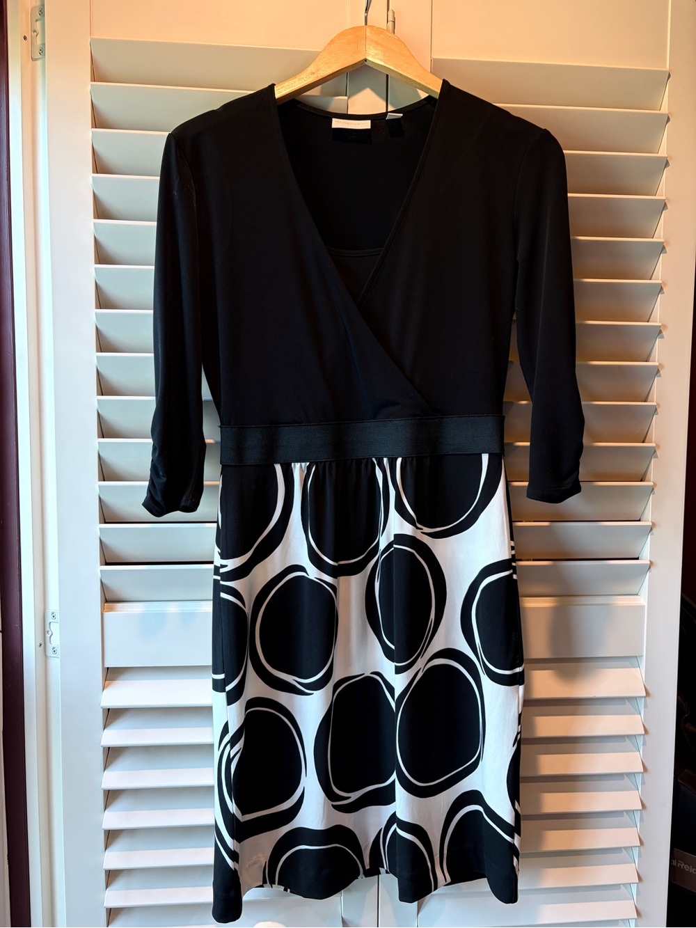 New York & Company Black and White Wrap-Style Dress